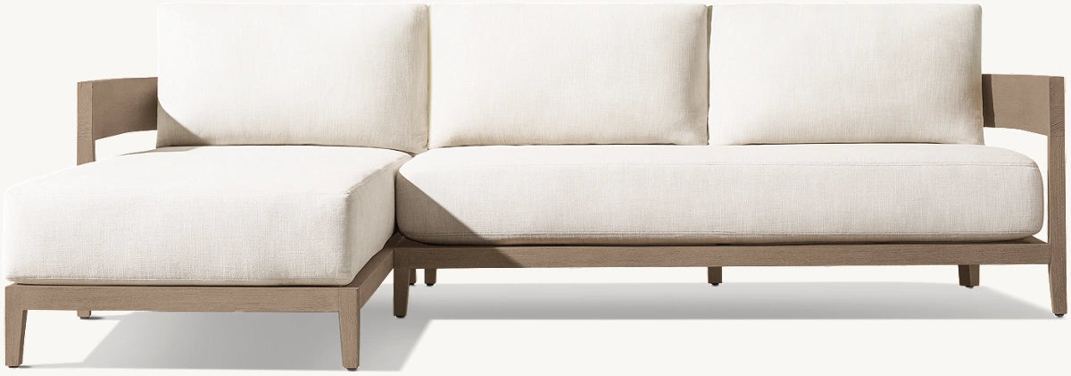 CANAPÉ D'ANGLE EN TECK AVEC MÉRIDIENNE GAUCHE - LUMINA