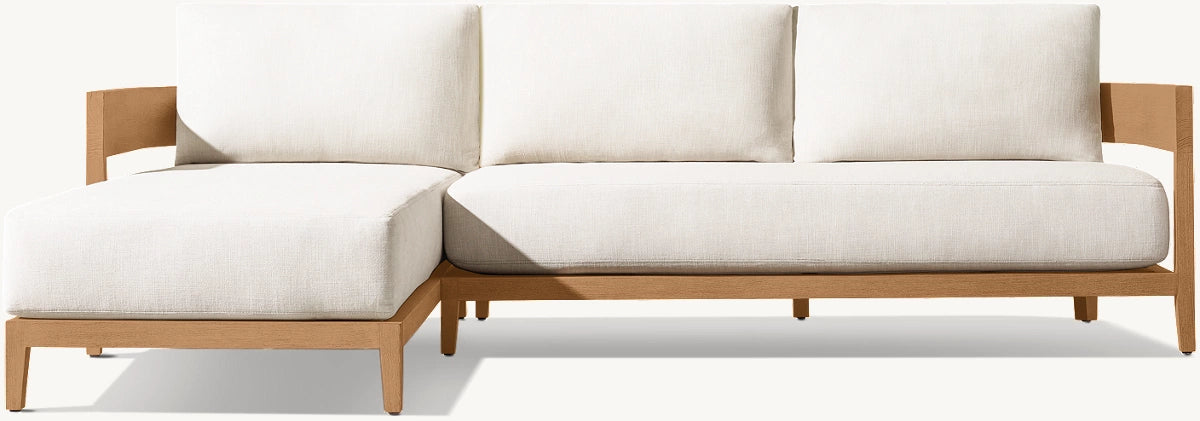 CANAPÉ D'ANGLE EN TECK AVEC MÉRIDIENNE GAUCHE - LUMINA