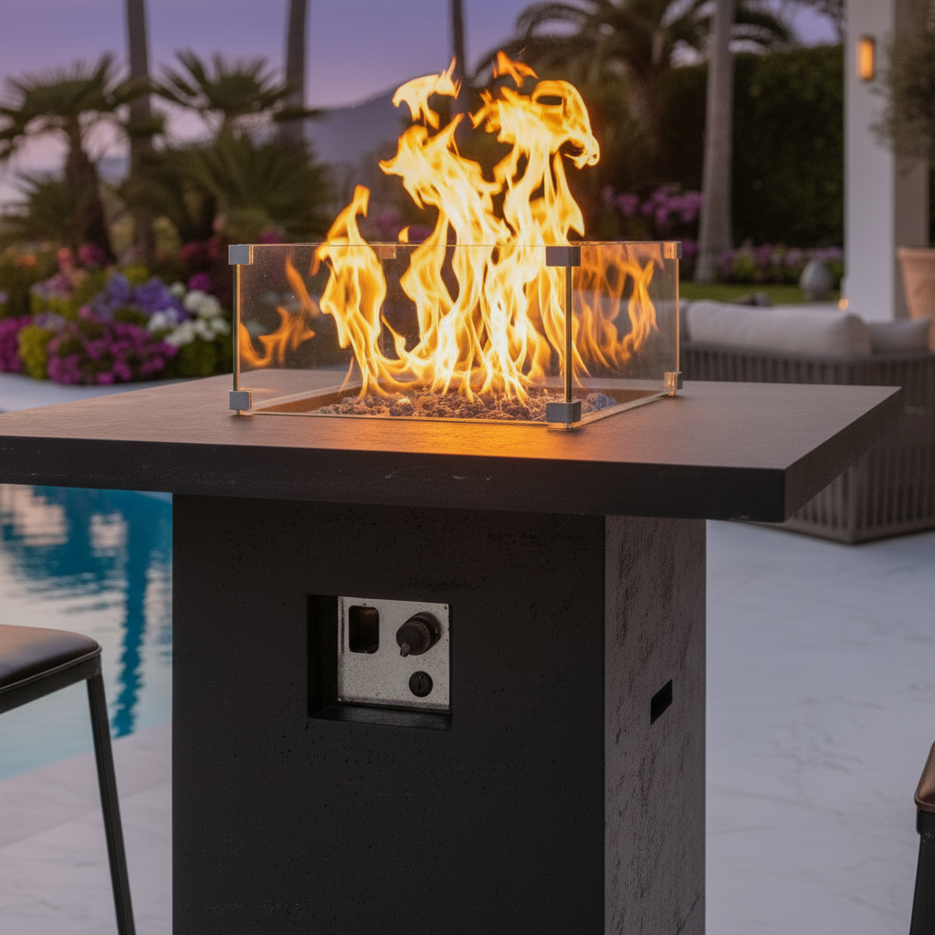 Ibiza Bar Flamme Secrète - Table Bar Gaz Moderne Chauffe-Terrasse Luxe