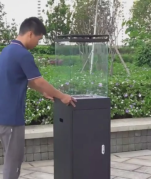 Amalfi Pilier Acier Éclat - Chauffe-Terrasse Gaz Acier Étanché Autoportant Luxe Patio Piscine