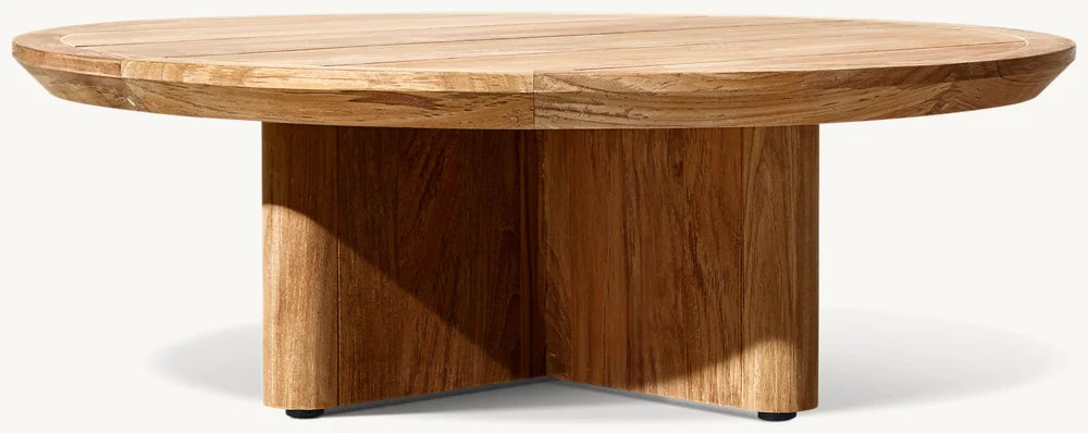 TABLE BASSE RONDE EN TECK - LUMINA