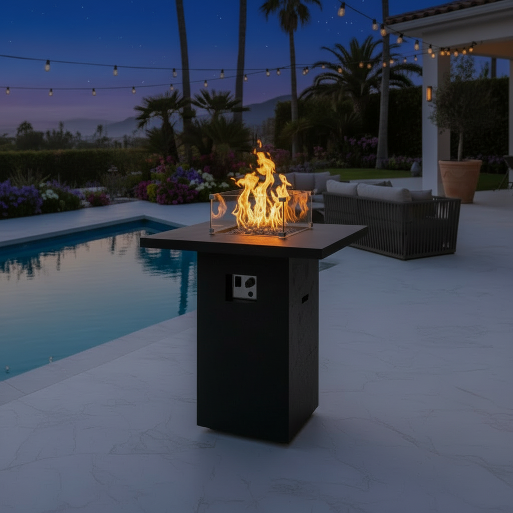 Ibiza Bar Flamme Secrète - Table Bar Gaz Moderne Chauffe-Terrasse Luxe