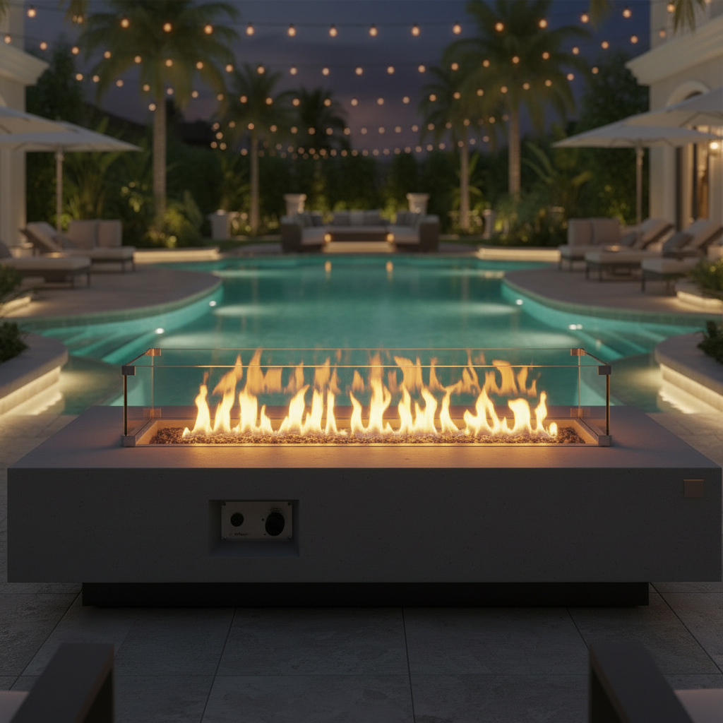 Amalfi Rectangle d'Or Calcaire - Table Foyer Gaz Propane Calcaire Jaune Rectangulaire Luxe